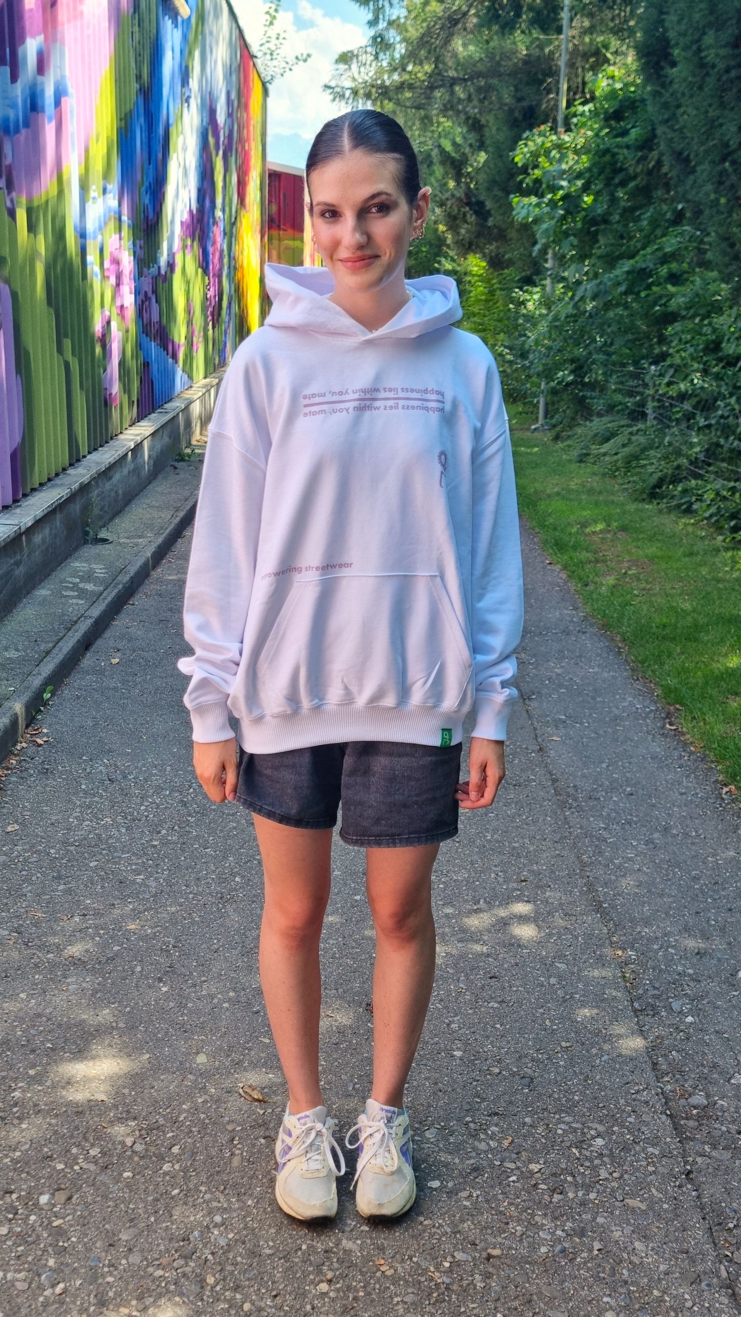 WHITE HOODIE HAPPINESS