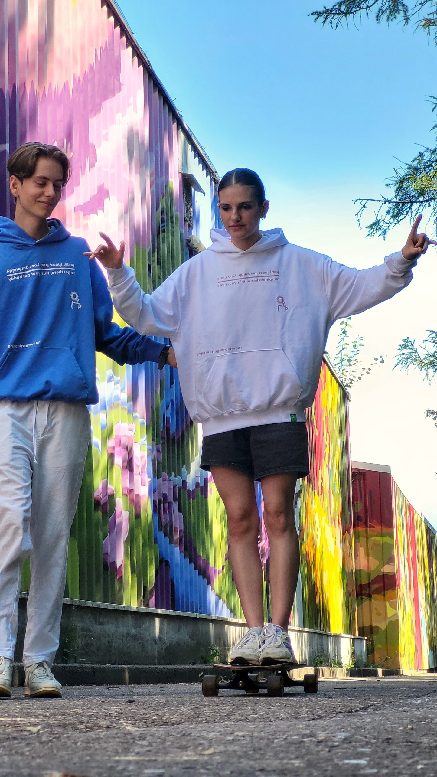 WHITE HOODIE HAPPINESS